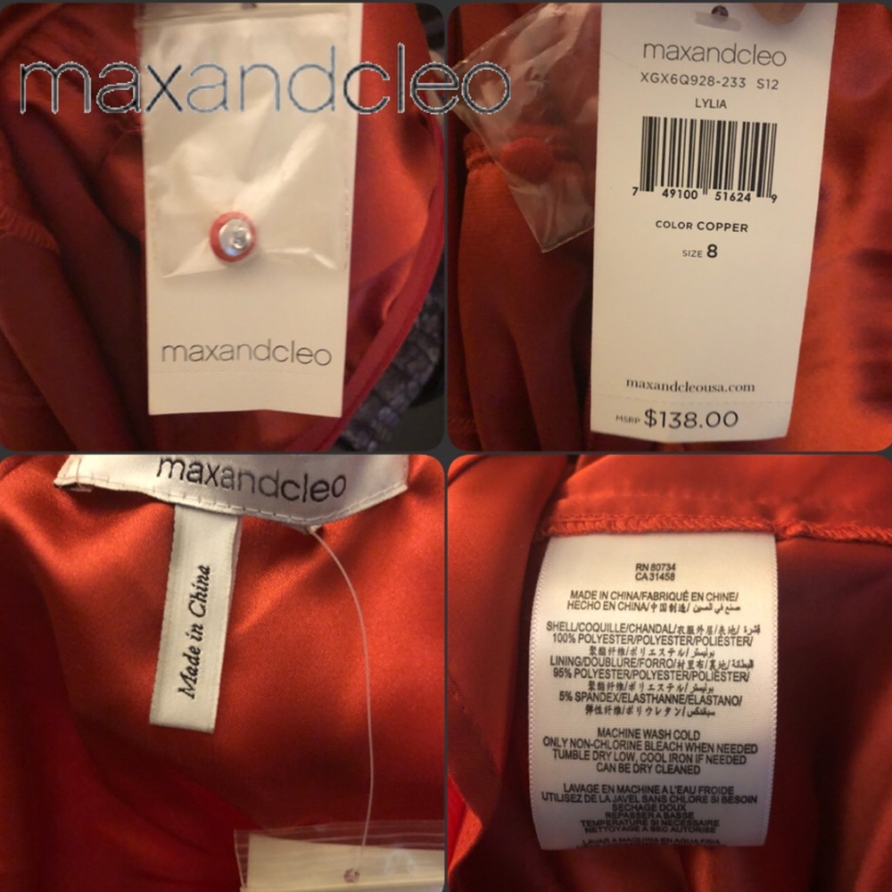 ๐๐MAX & CLEO Cami Halter Chiffon Dress Sz 8 - Picture 8 of 8